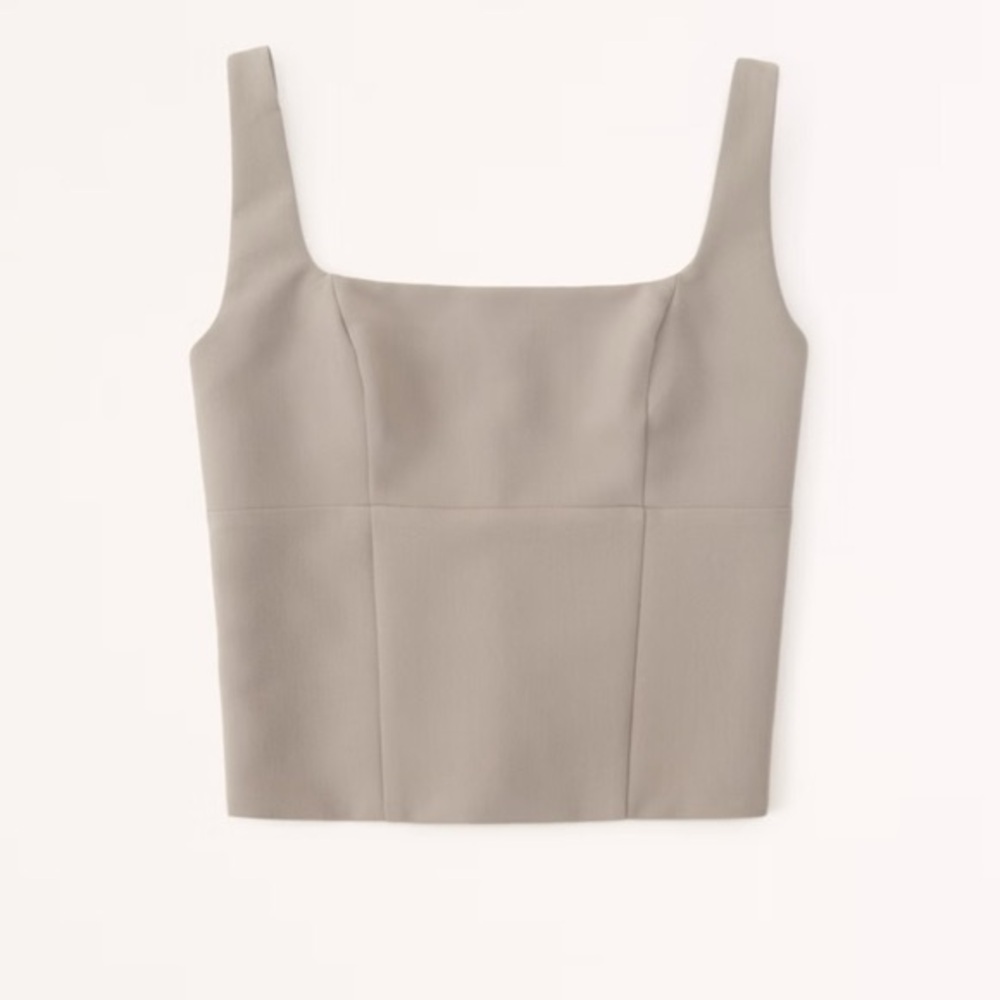 Abercrombie & Fitch Neutral Beige/tan Square-Neck Tank